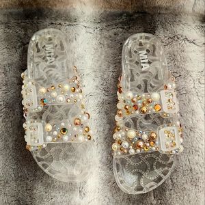 Rhinestone and Pearl embellished sandals